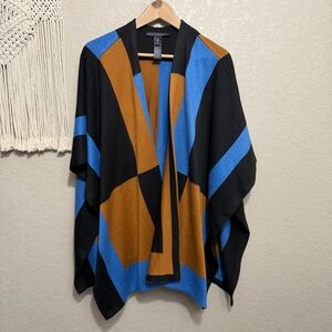 WHBM White House Black Market‎ Patchwork Knit Poncho Cape Shawl OS